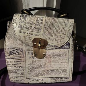 Patricia Nash Newspaper Print Small Crossbody Satchel